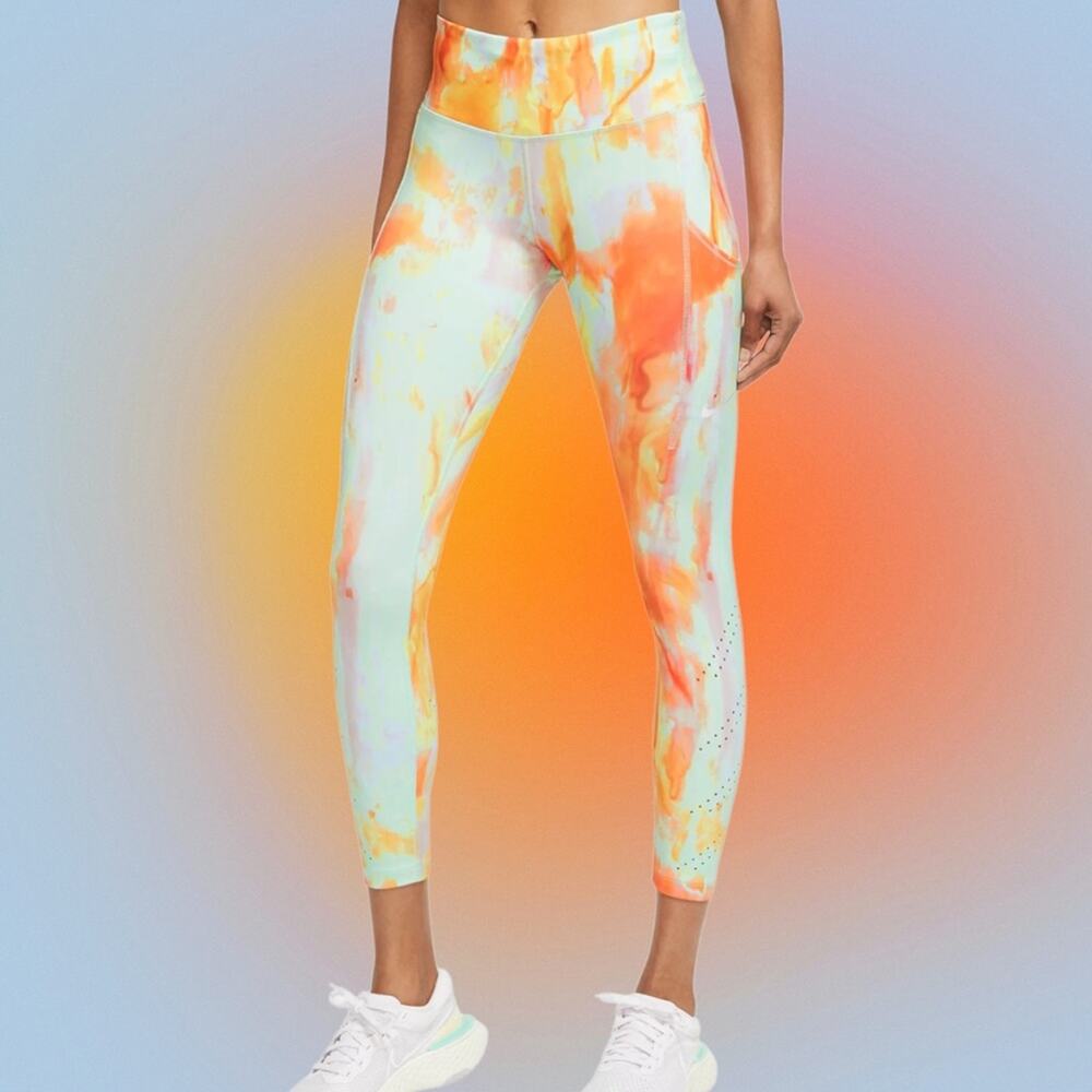 NIKE LUXE Women’s Small Mint / Orange Leggings